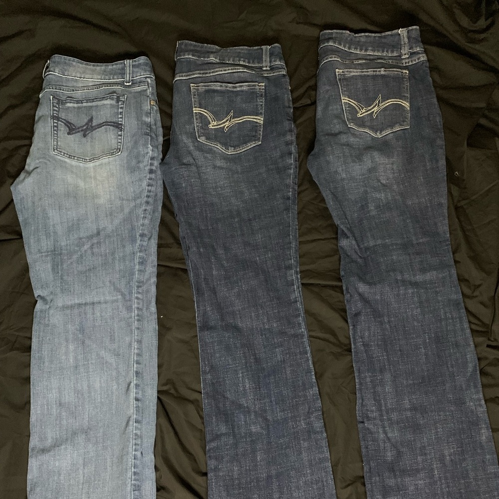 3 pairs of wrangler boot cut jeans